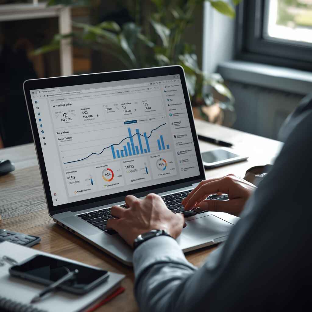 Fiverr Affiliate Marketing dashboard showing analytics and performance growth on a laptop workspace
