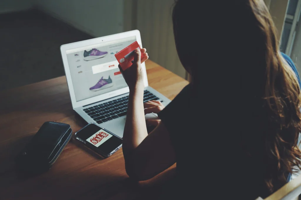 customer placing an order for shoes on an online store